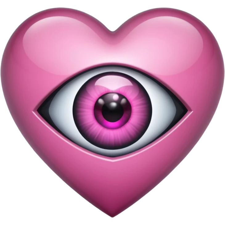 A black heart crystal with a pink eye in the center emoji