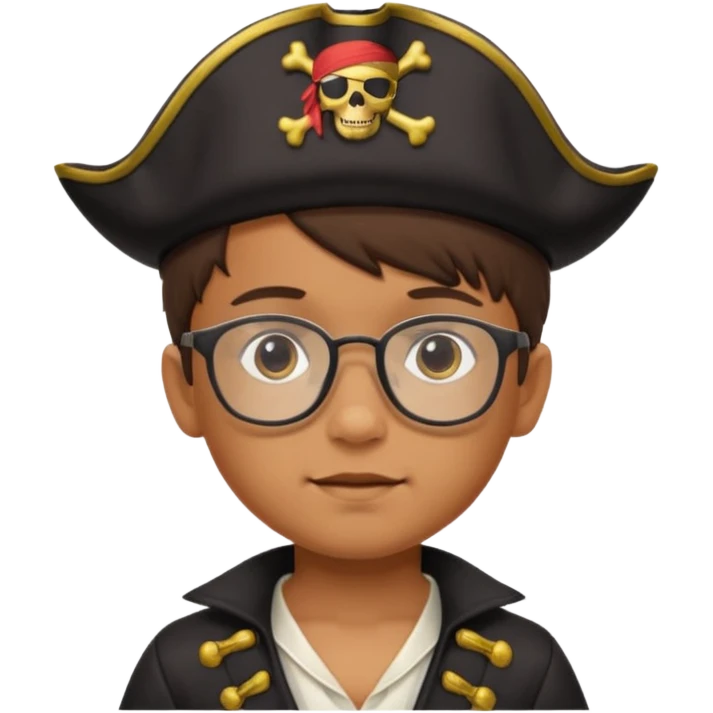 kid boy with pirate costume wearing glasses emoji