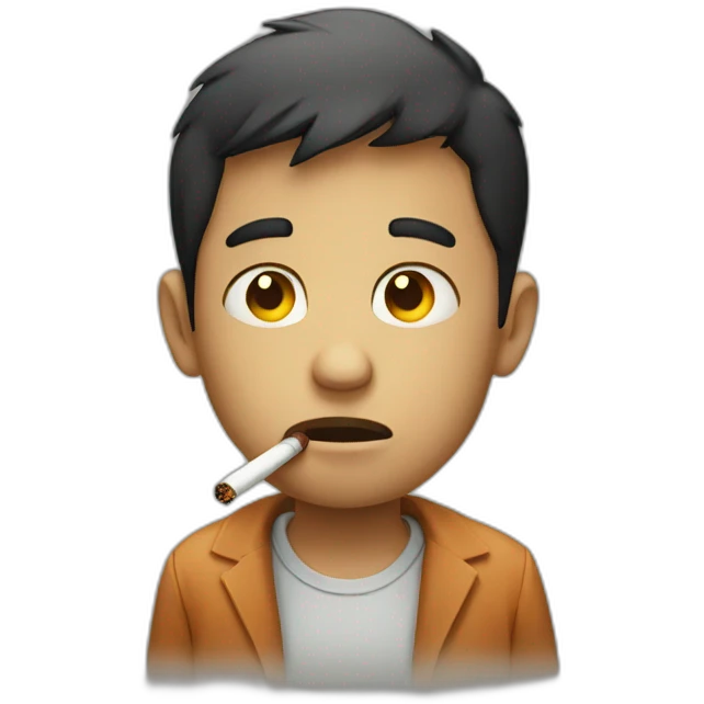 A sad boy smoking cigarette emoji