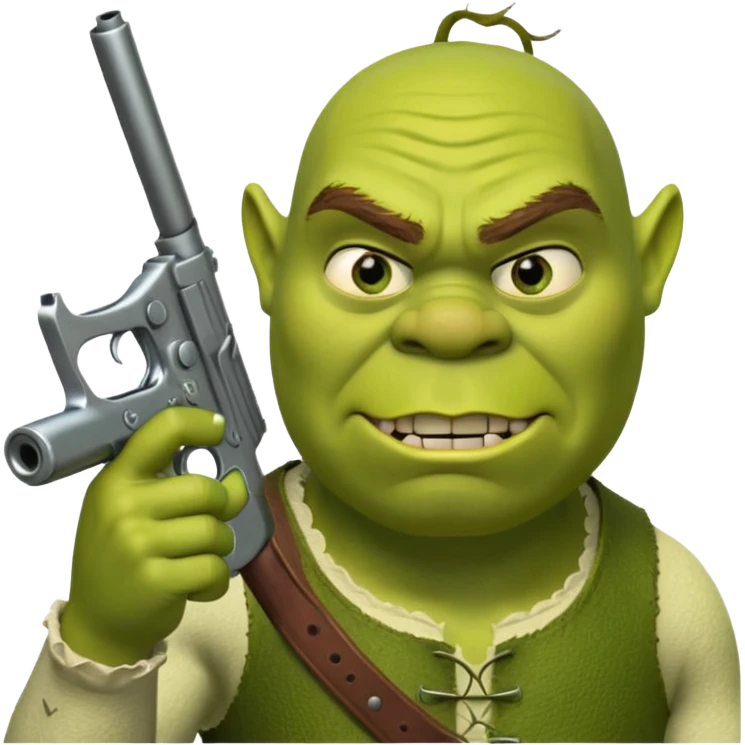 shrek with a gun emoji