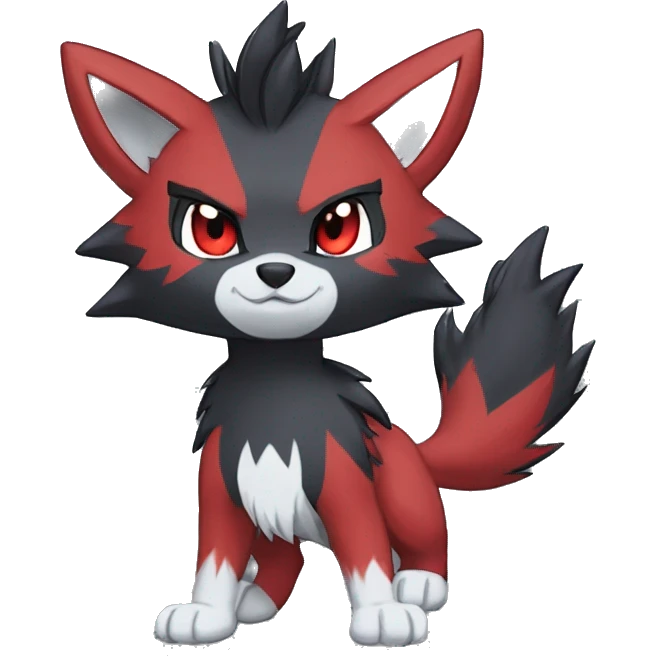 Black Cool Edgy Anthro Quilava Litten Zoroark Zorua Fakémon  with White and Red Edgy markings emoji