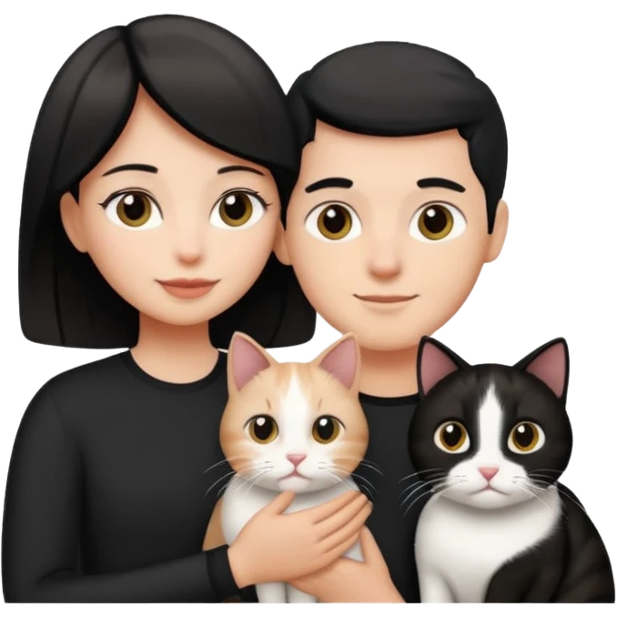 Casal com gato preto com branco emoji
