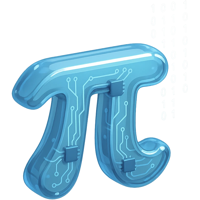  combine the π (pi) math symbol, binary code emerging from it. emoji