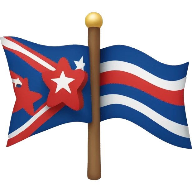 Ainu's flag blue flag with a red flying star and a white bow emoji