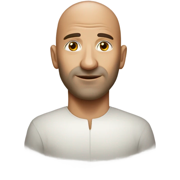 a bald man with a croassaint  emoji