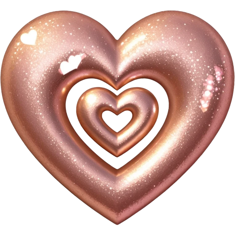 Edit the glittery gold color heart to a glittery rose gold color heart with a subtle gradient and no border. Keep the background transparent. Maintain the glittery texture and subtle gradient effect in rose gold tones emoji