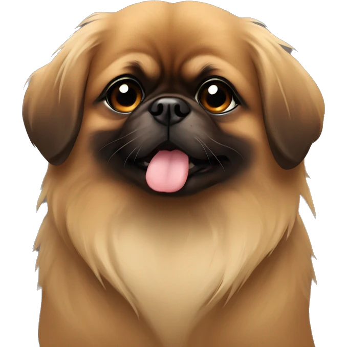 brown pekingese huging girl emoji
