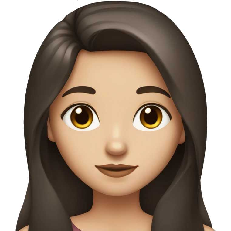 Brunette girl with long hair and brown eyes and fair skin with black cat emoji