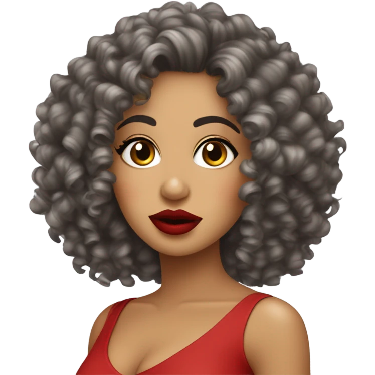 curly hair and big red lips ￼ Latina woman emoji