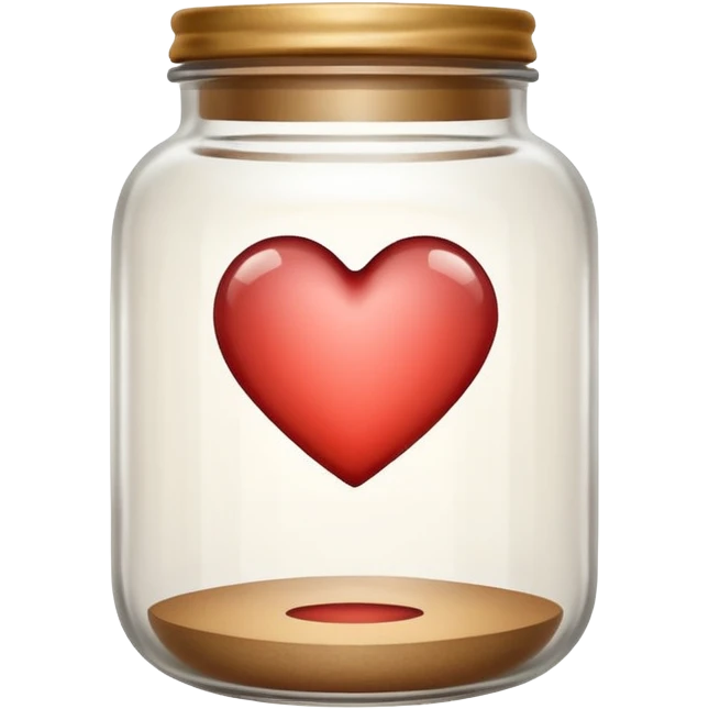 Small glass jar with a heart inside, minimalist style, muted warm tones, symbolizing gratitude practice. emoji