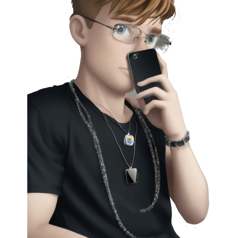 stylish man holding phone pose emoji