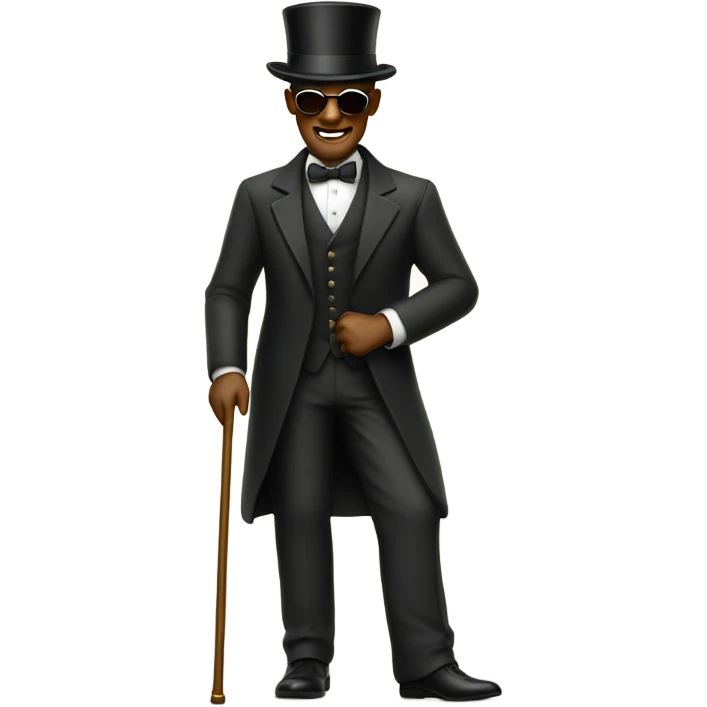 slick dude with cane, top hat, and sunglasses emoji