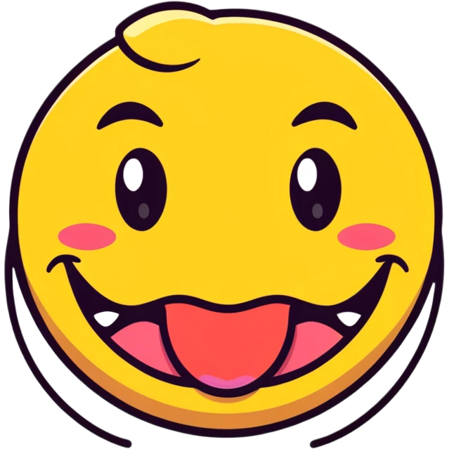 goofy classic emoji with cartoonish style, tongue out, winking emoji