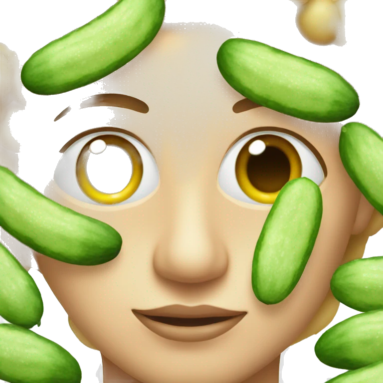 Face with cucumbers on eyes emoji