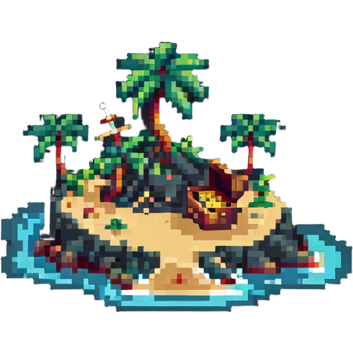 deserted island with treasure emoji