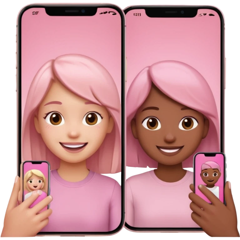 pink video call between 2 people on different phone emoji