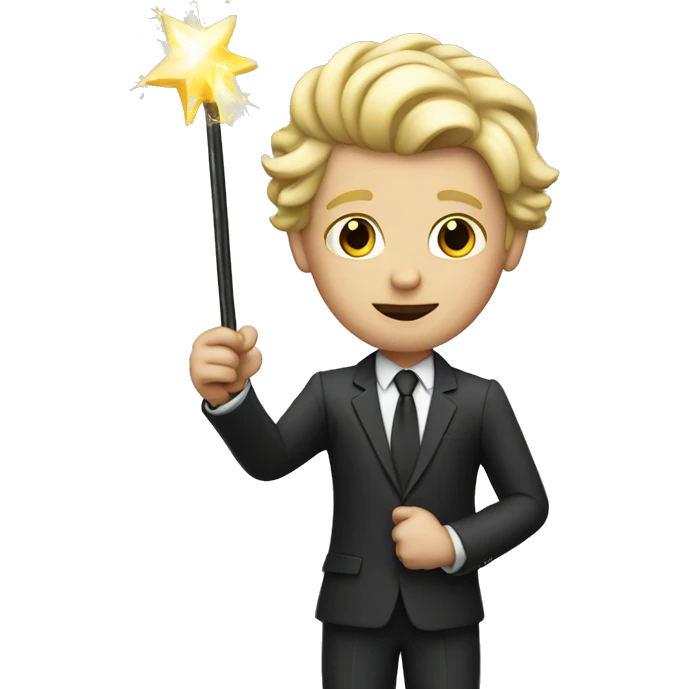 Blonde man in suit with magic wand  emoji