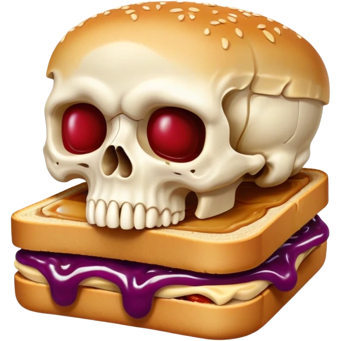 Skull eating a PB&J emoji
