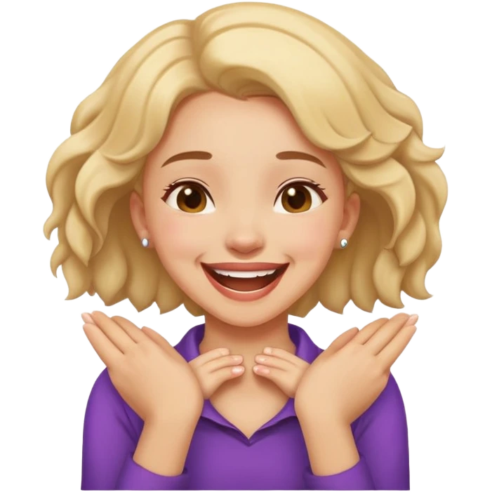 girl holding her neck with hands and laughing  emoji