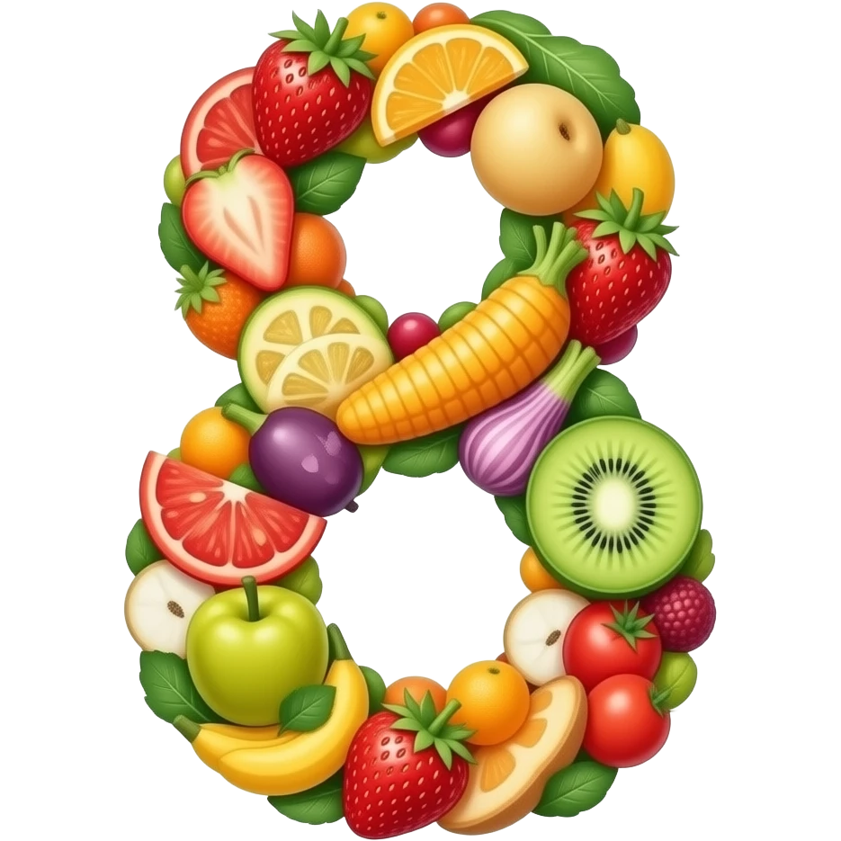 number 8 made of food emoji