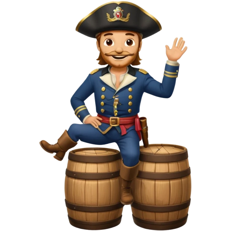 Captain Morgan with his foot up on a barrel emoji