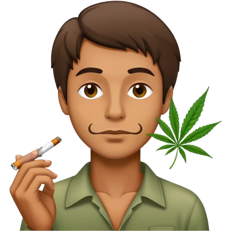 realistic portrait of a man smoking weed emoji