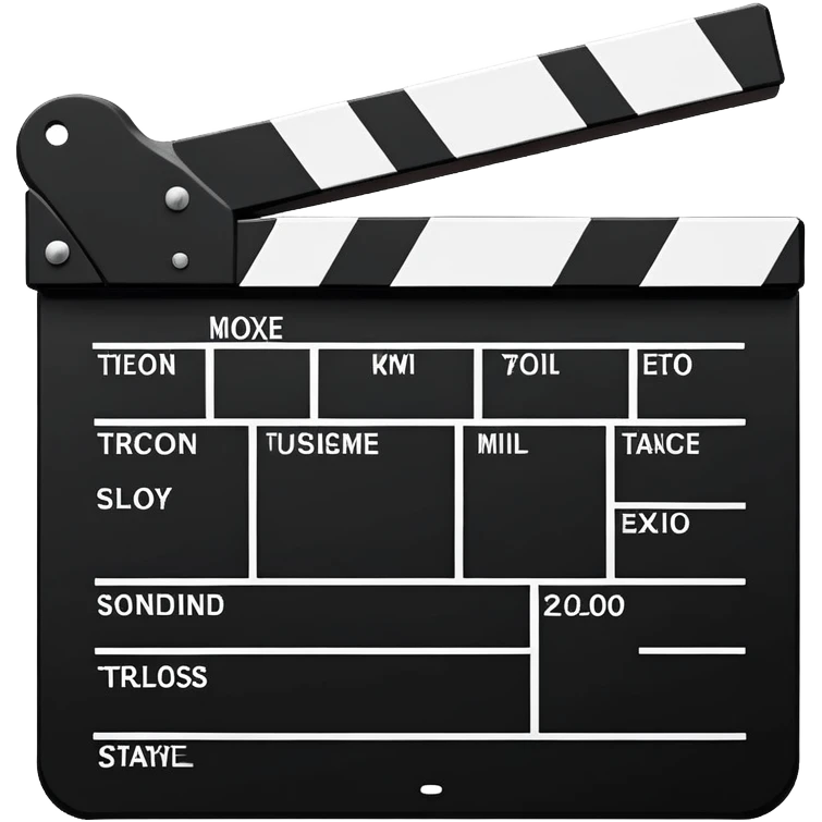 extremely minimalist film clapperboard, ultra simplified movie slate with just essential elements, black and white emoji