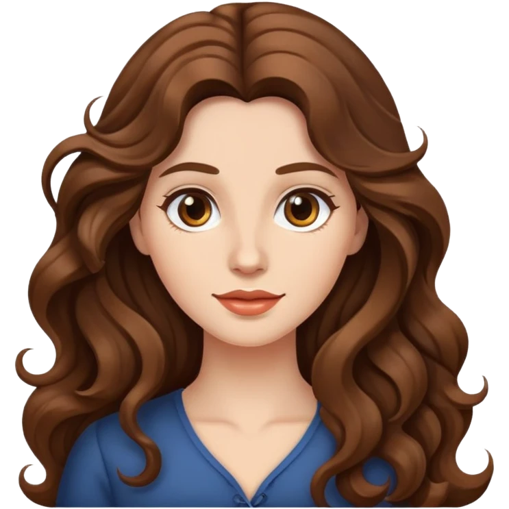 woman long brown hair wavy emoji