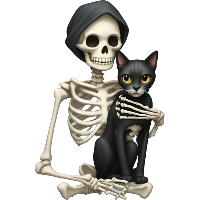 Skeleton holding cat emoji