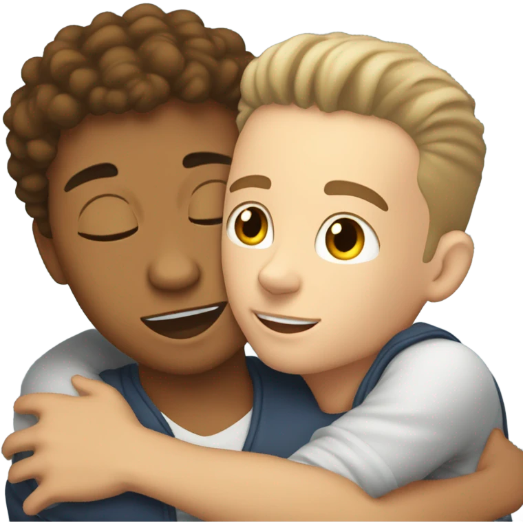 lightskin boy getting hugged from the back by white boy emoji