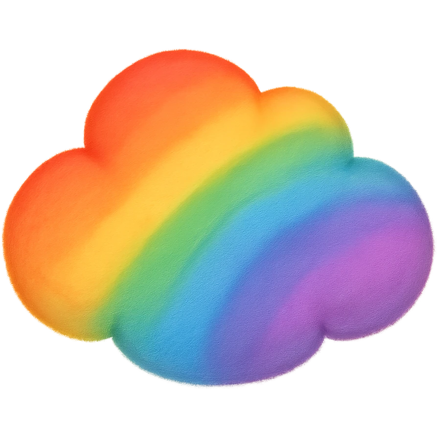 gay pride emoji, rainbow cloud, soft and fluffy emoji