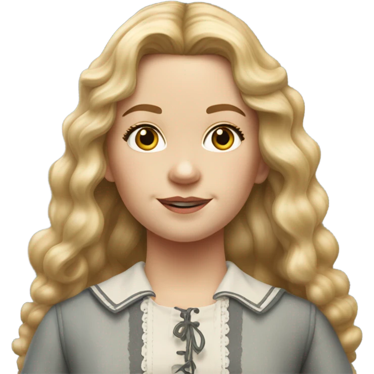 Mary Ingalls with long wavy  blonde hair pretty and detailed and realistic emoji