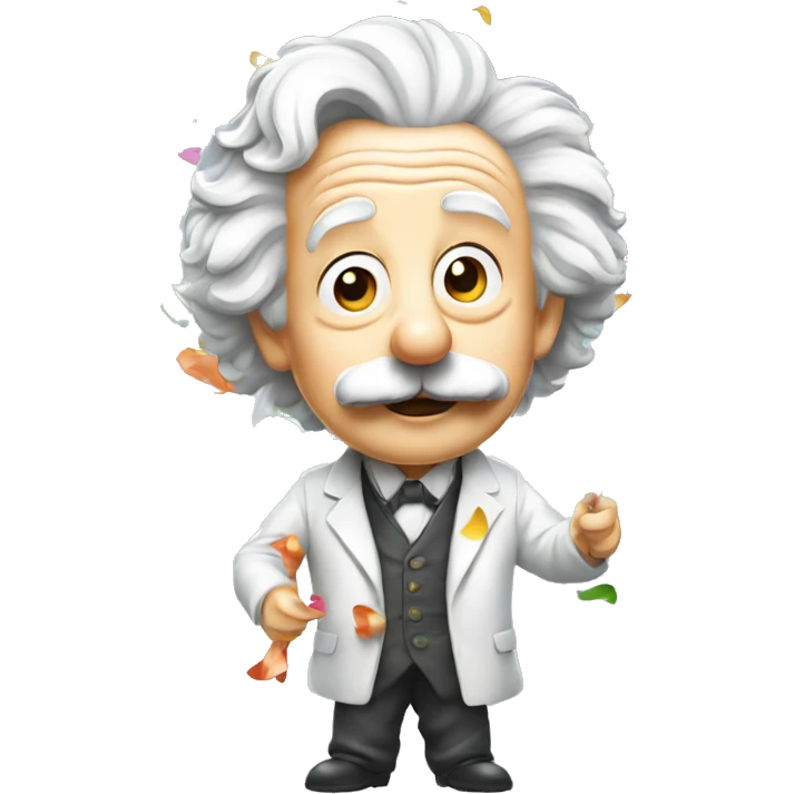 happy albert einstein shooting colorful confetti popper emoji