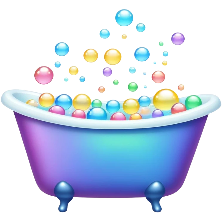 colorful bathtub with soap bubbles emoji