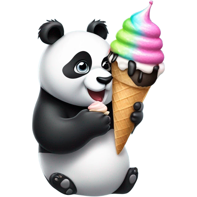 Panda eating ice cream emoji
