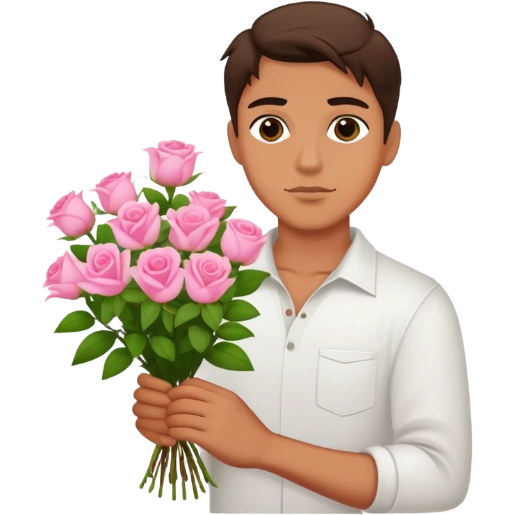 The bad boy is holding a bouquet of pink jasmine roses emoji