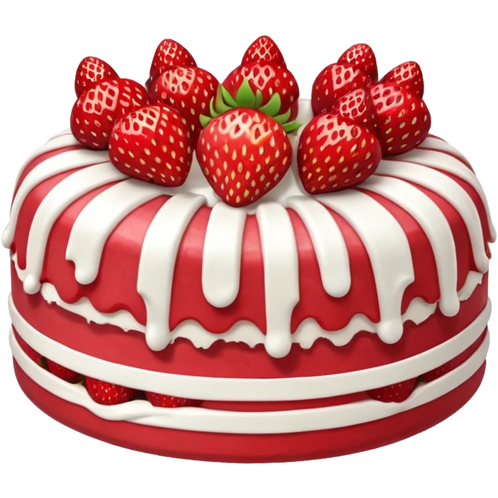 Strawberry cake Bundt cake with white frosting stripes  emoji