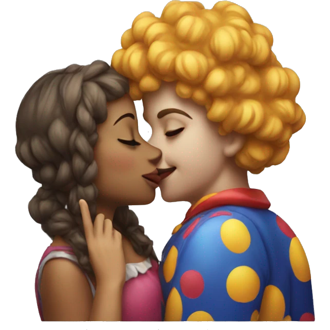 a girl kissing a clown emoji