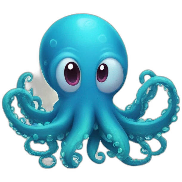 Cute blue kraken making hearts with tentacles emoji