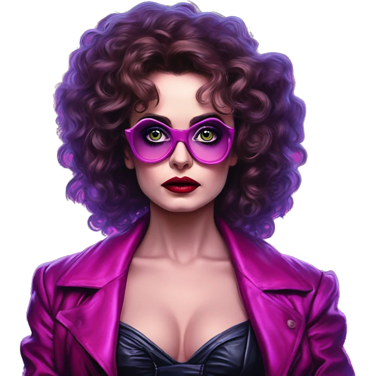 Synthwave Helena Bonham Carter in retro NES style, oil paint, epic eyes, intricate lips, exquisite pose, beautiful, desirable, logical emoji