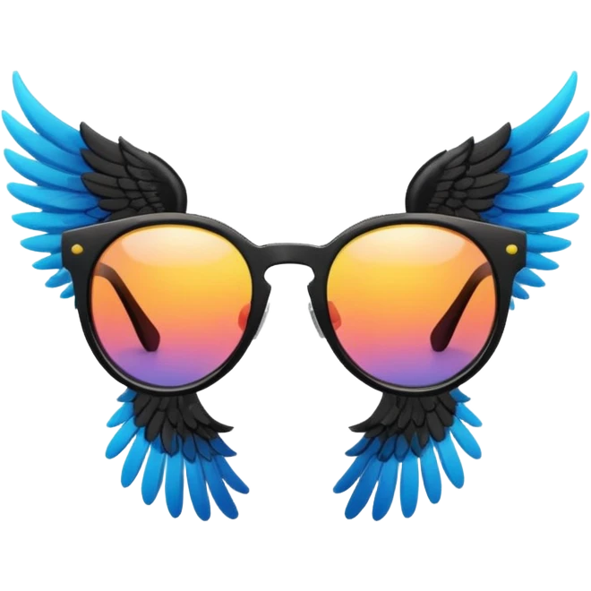 colourful hipster sunglasses with wings emoji