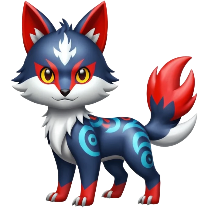 Shiny colorful Oriental painted marked patterned Asian beautiful elegant extravagant extraordinary Litten-Absol-Electrike-Zangoose-fusion emoji