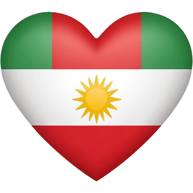 flag of Kurdistan, heart-shaped, emoji style emoji