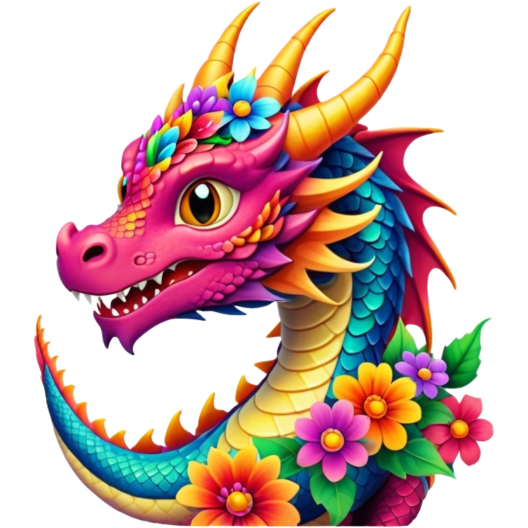 Dragon with flowers  emoji