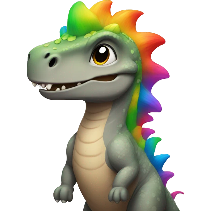 Dino with rainbow hair  emoji