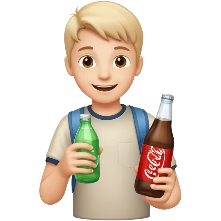happy boy with soda bottle emoji