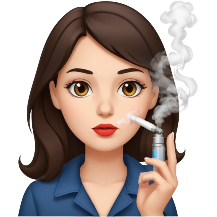 Brunette female smoking a vape emoji