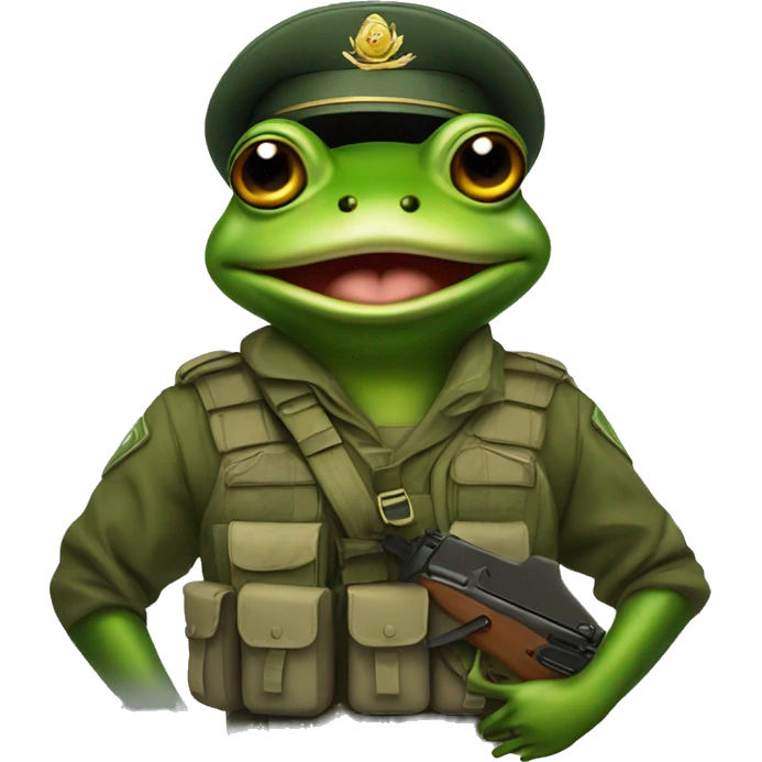 Frog with army outfit and ak in hand emoji