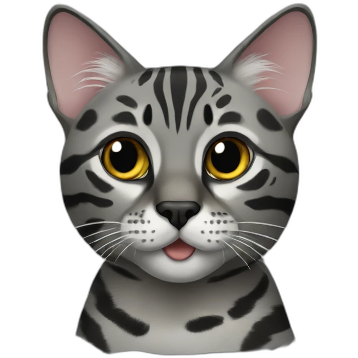 Black and Grey bengal cat emoji