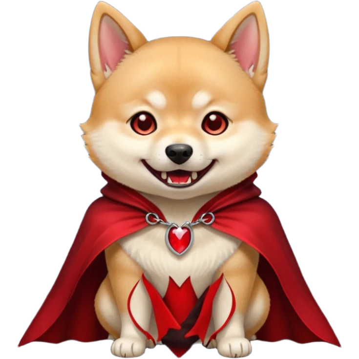 Shiba Vampire Dog in red collar cloak emoji